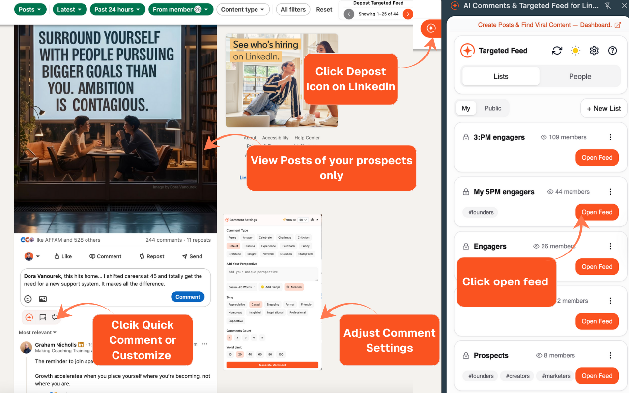 LinkedIn Targeted Feed, Engage & Follow-Ups | Depost AI - 截图 2