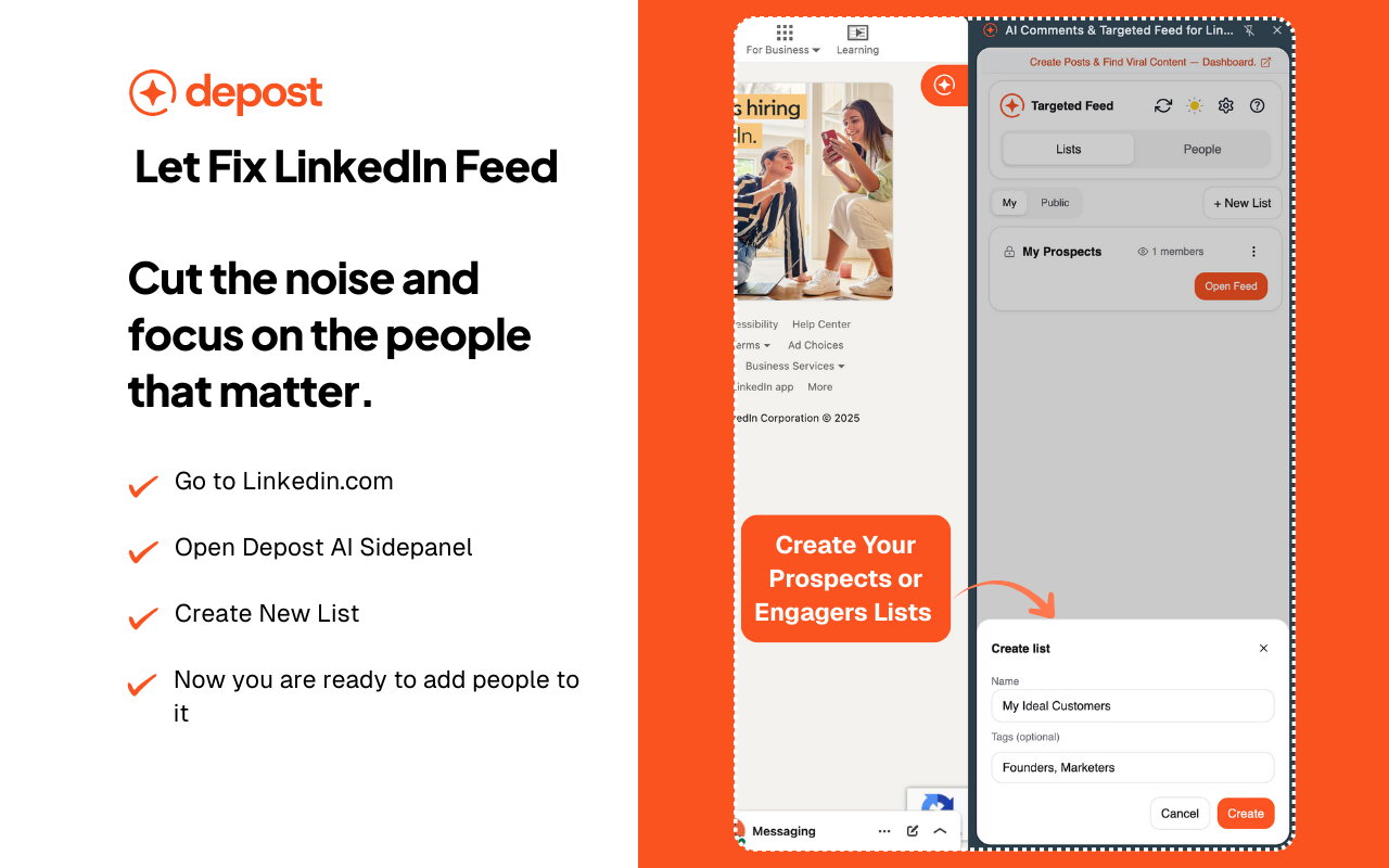 LinkedIn Targeted Feed, Engage & Follow-Ups | Depost AI - 截图 4