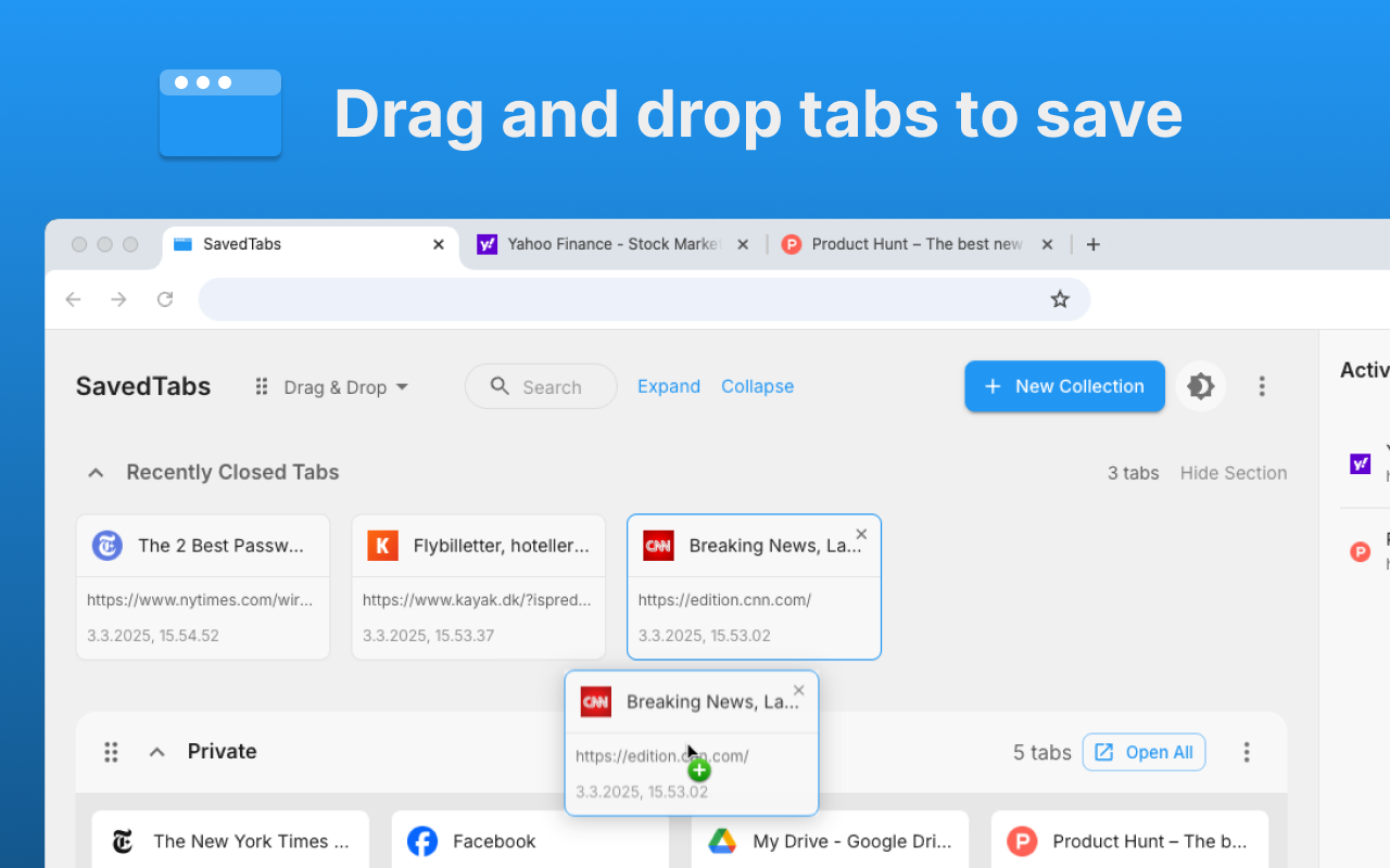 SavedTabs - A better new tab and start page - 截图 1
