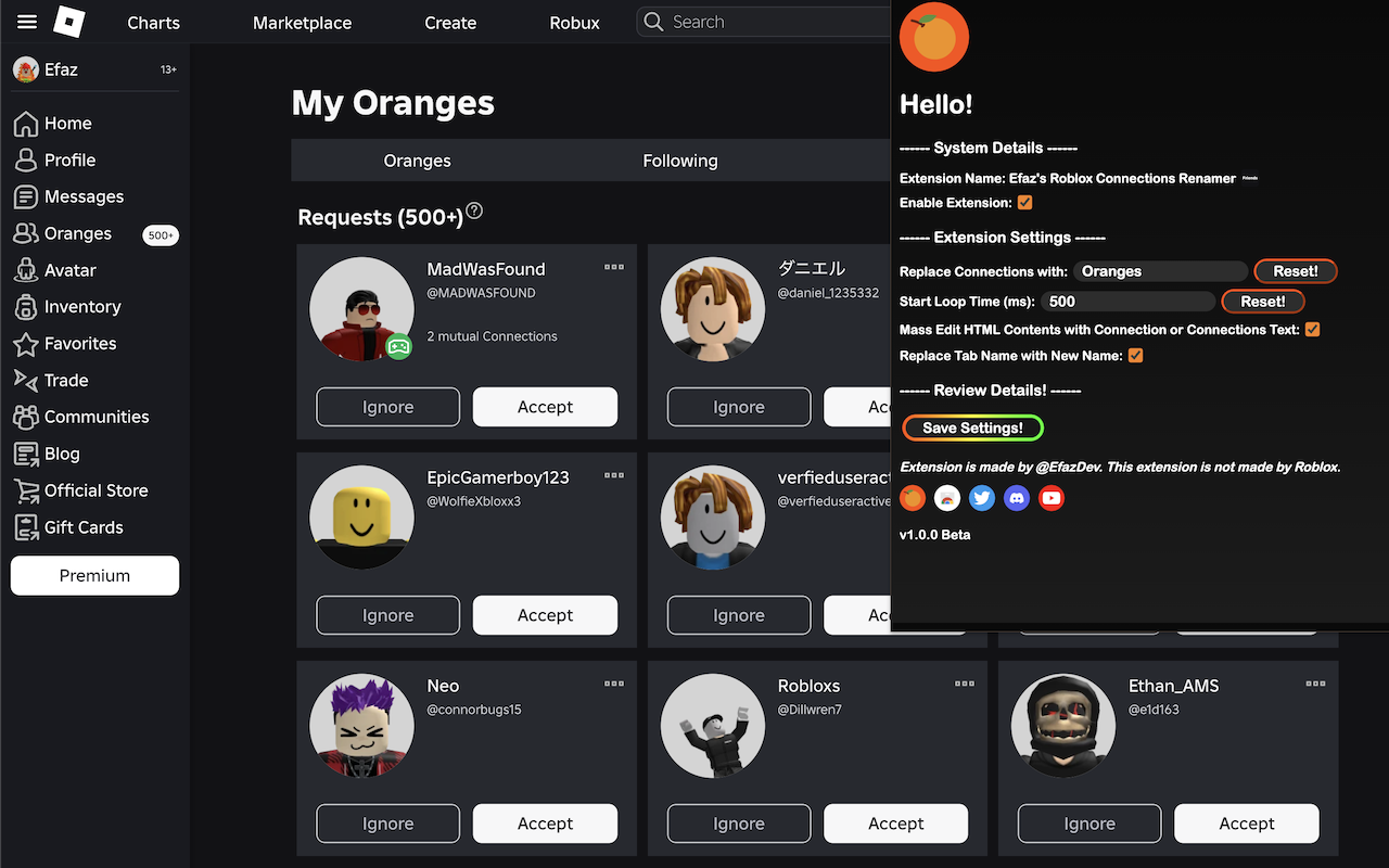 Efaz's Roblox Connections Renamer - 截图 2