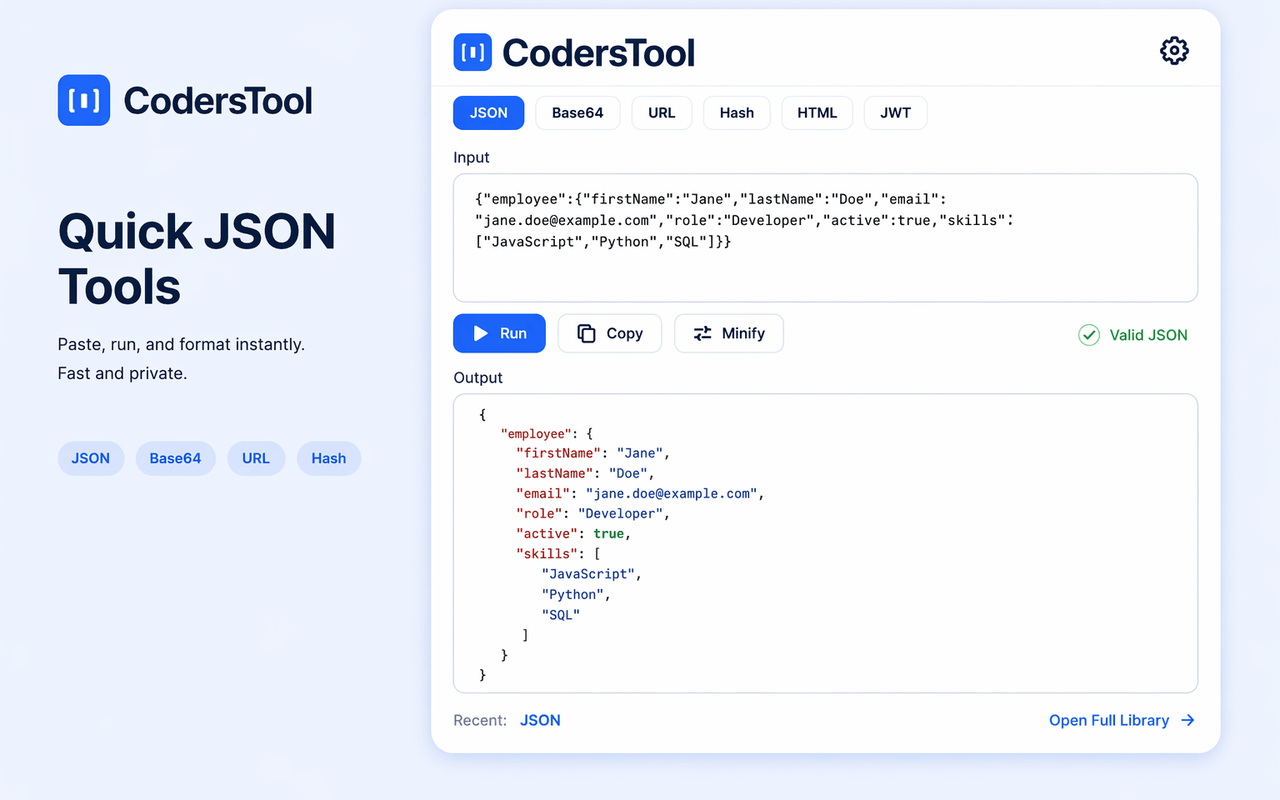 CodersTool Quick Launcher - JSON, SQL, Base64 and Dev Tools - 截图 2