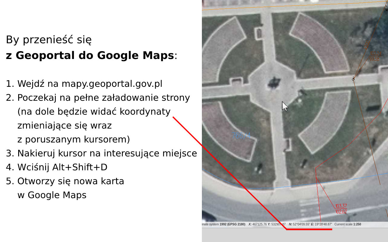 Podróżuj między Geoportal i Google Maps - 截图 2
