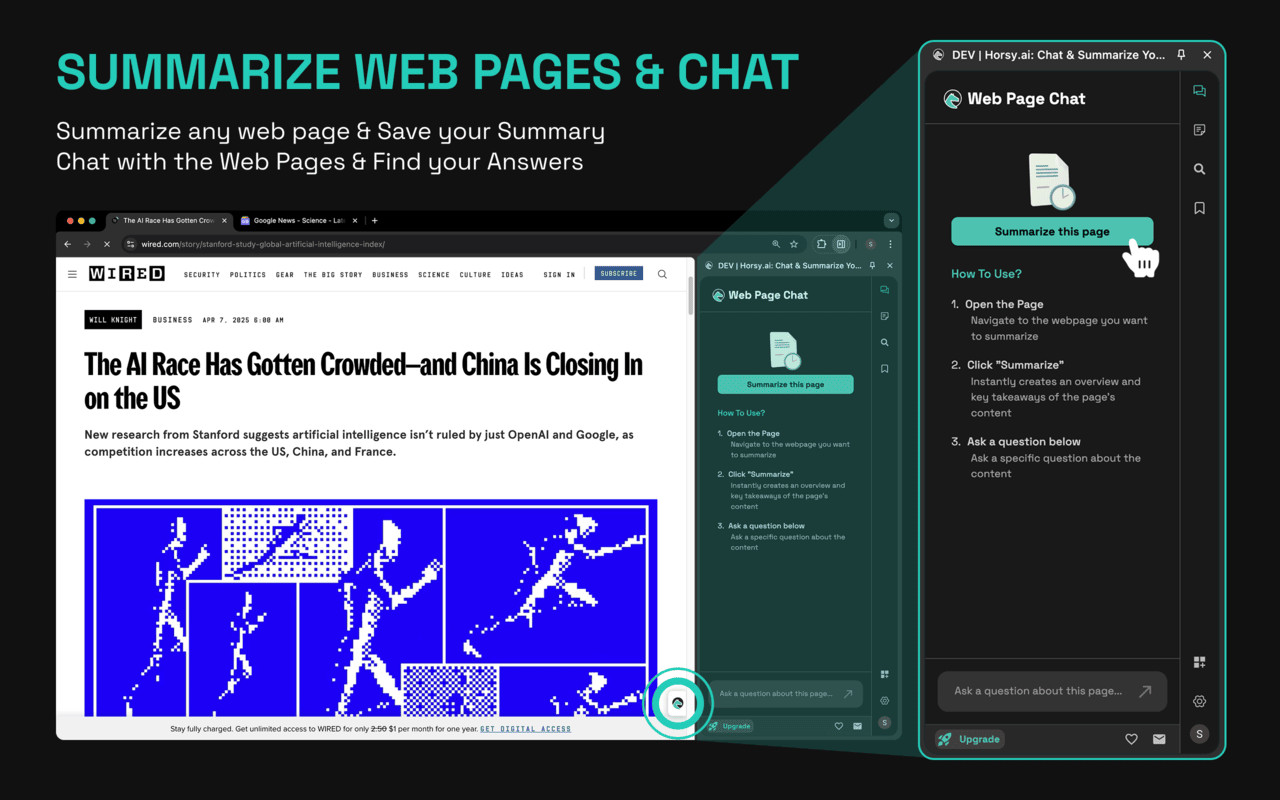 Horsy.ai: AI-Brain for Browsing, Research & YouTube (Free Summaries) - 截图 3