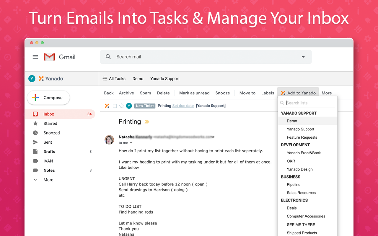 Yanado - Task Management inside Gmail - 截图 4
