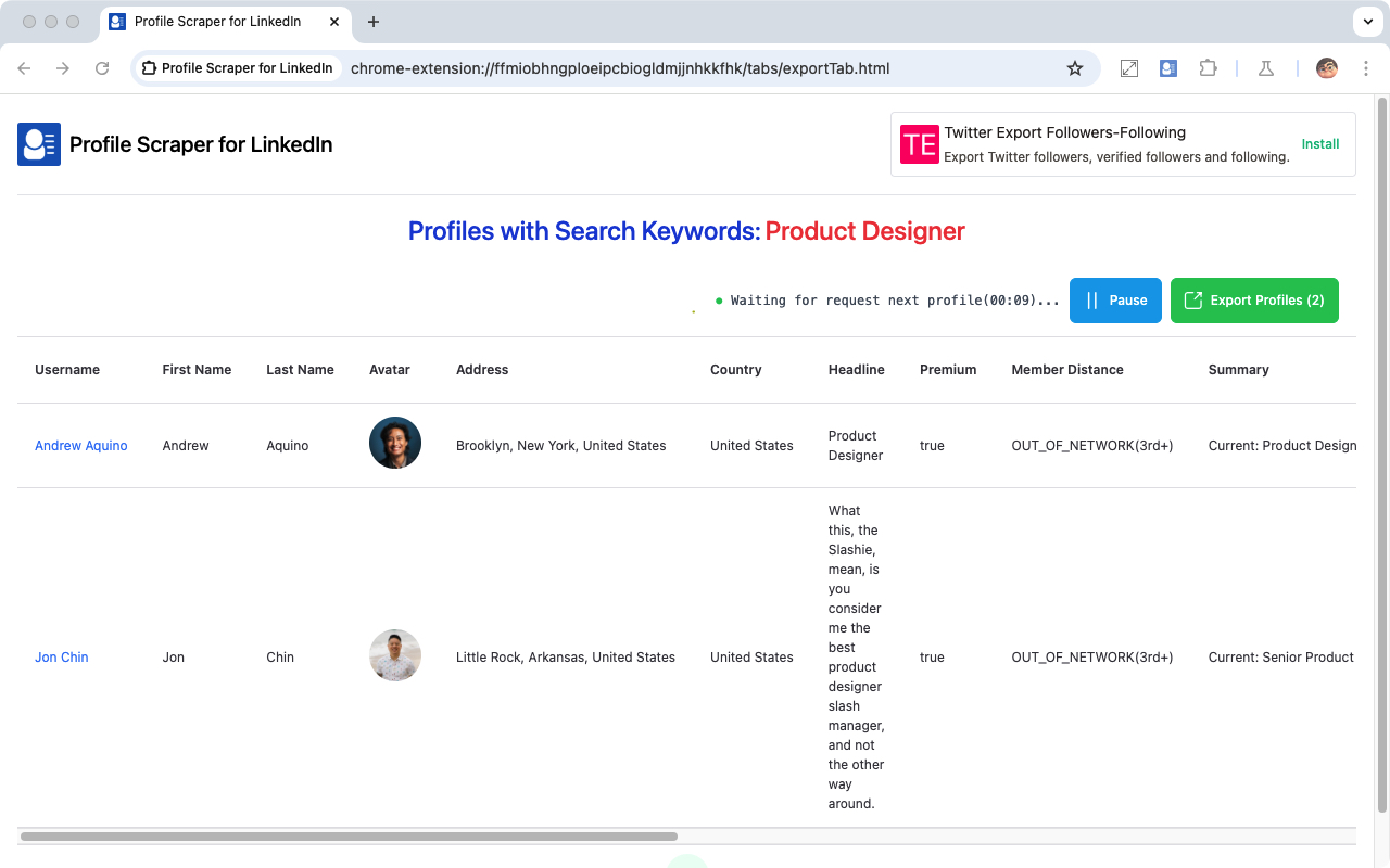 Profile Scraper for LinkedIn™ - 截图 3