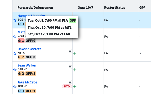 Yahoo Fantasy Hockey Helper - 截图 2