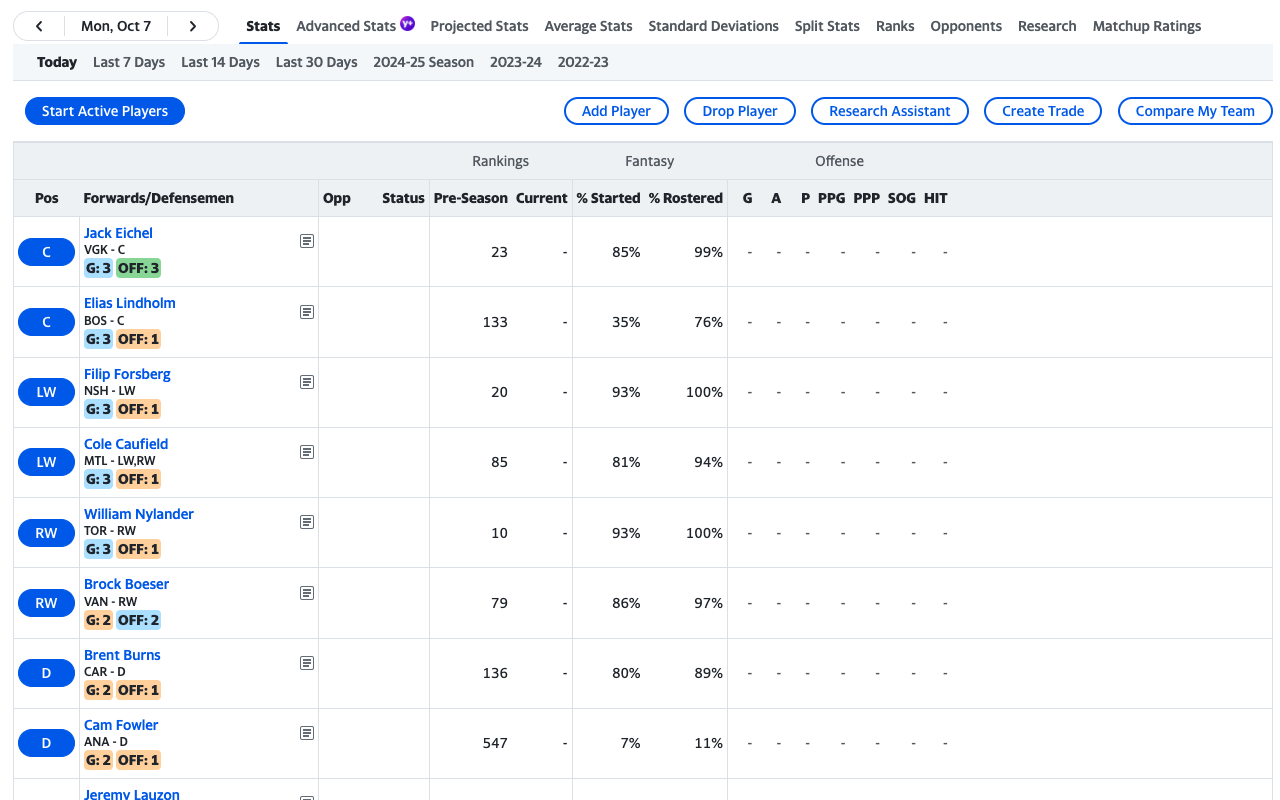 Yahoo Fantasy Hockey Helper - 截图 4