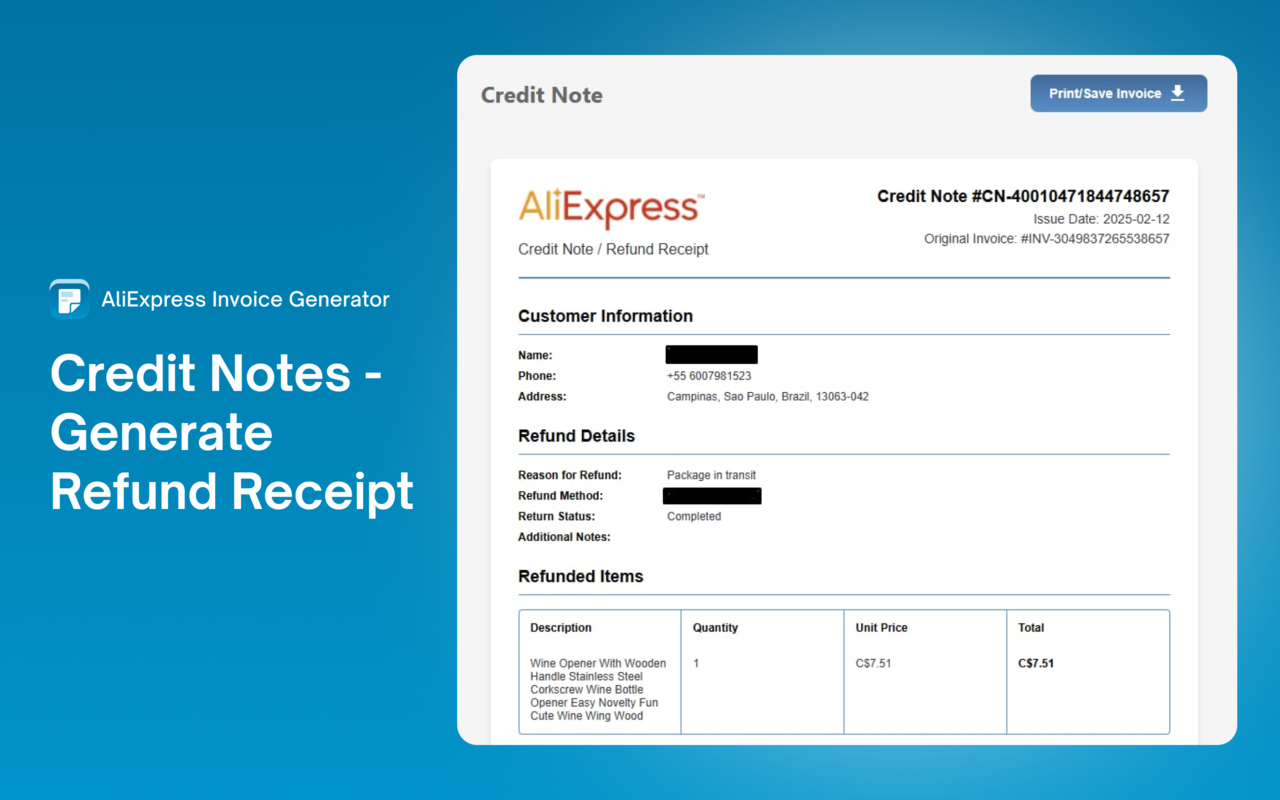 AliBill – AliExpress Invoice Generator - 截图 5