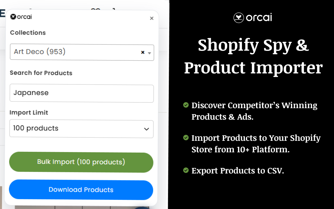 Orcai: Shopify 采集器和间谍 | AliExpress, Amazon, Temu Dropshipping - 截图 2