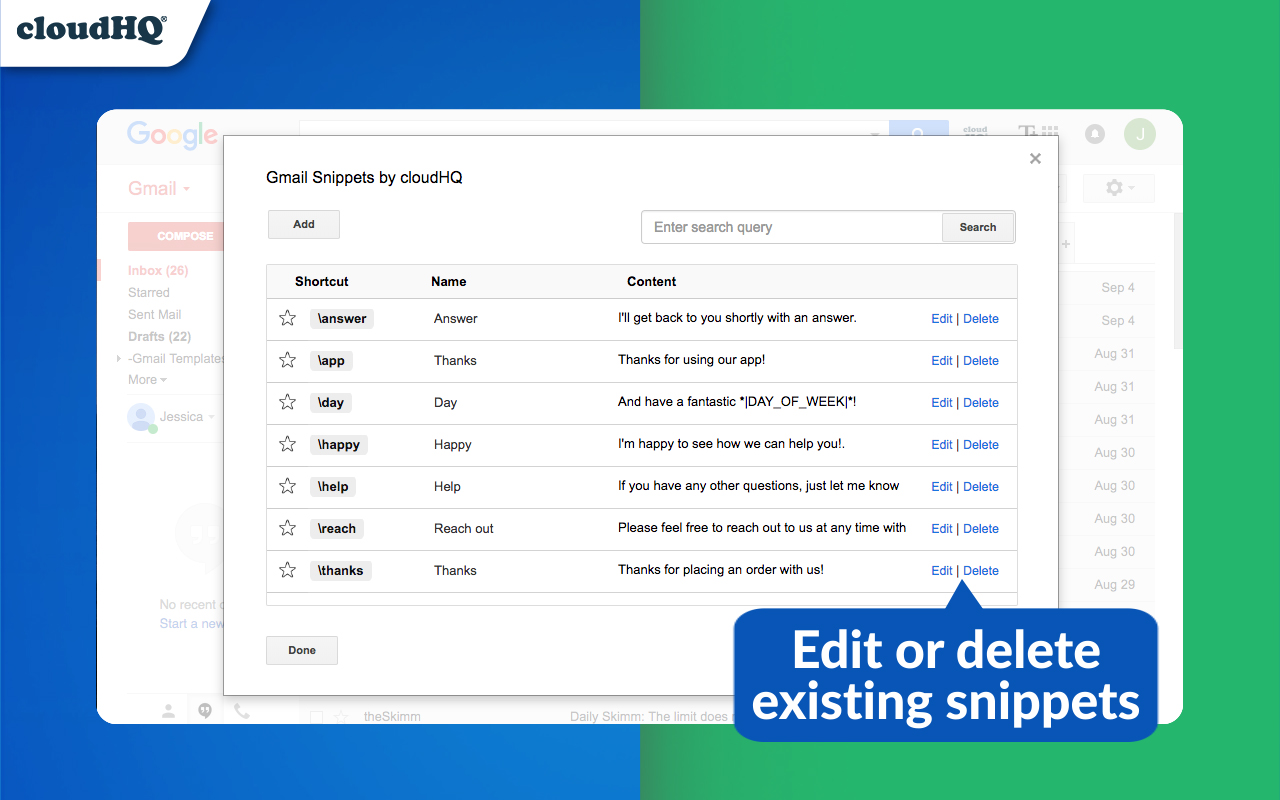 Gmail Snippets by cloudHQ - 截图 4