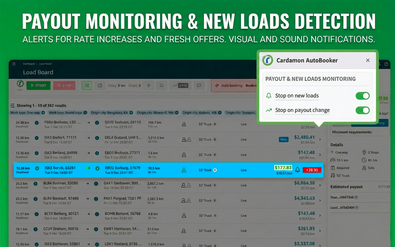 Relay AutoBooker & Refresher Cardamon - Amazon Relay Load Board Automation - 截图 1