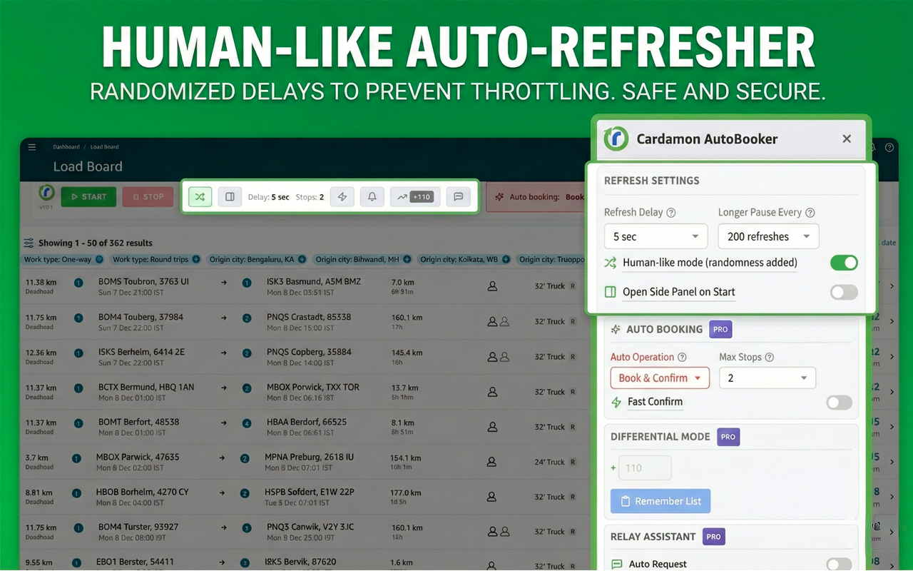 Relay AutoBooker & Refresher Cardamon - Amazon Relay Load Board Automation - 截图 3