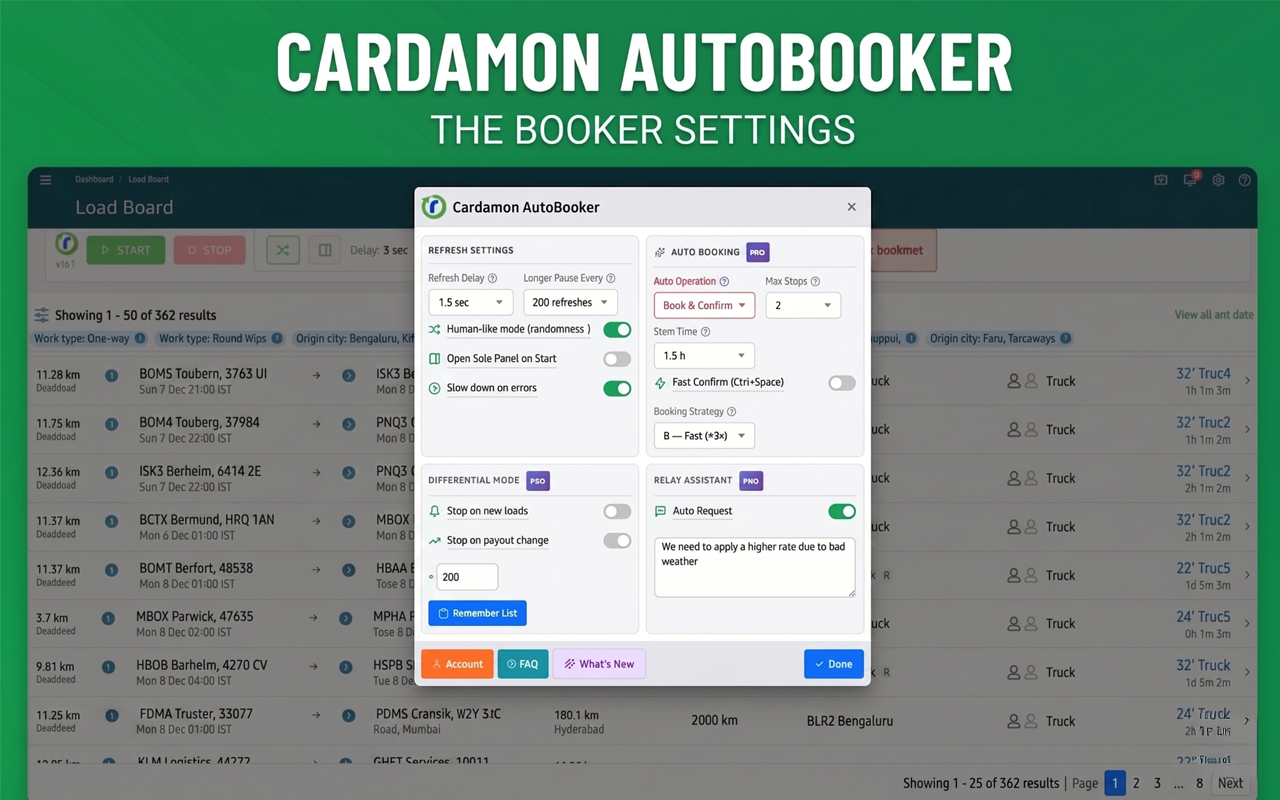 Relay AutoBooker & Refresher Cardamon - Amazon Relay Load Board Automation - 截图 4