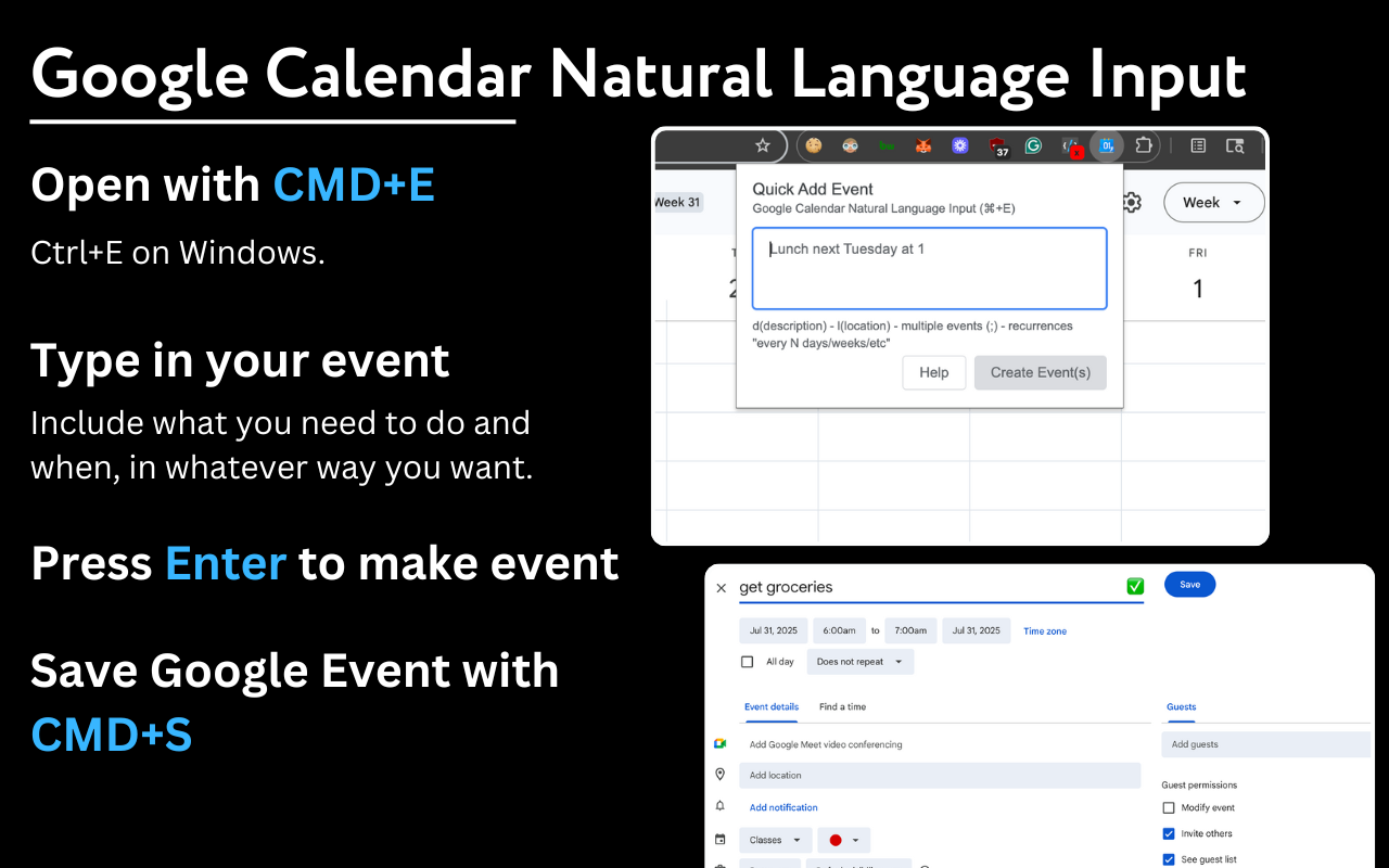 Google Calendar Natural Language Input - 截图 3