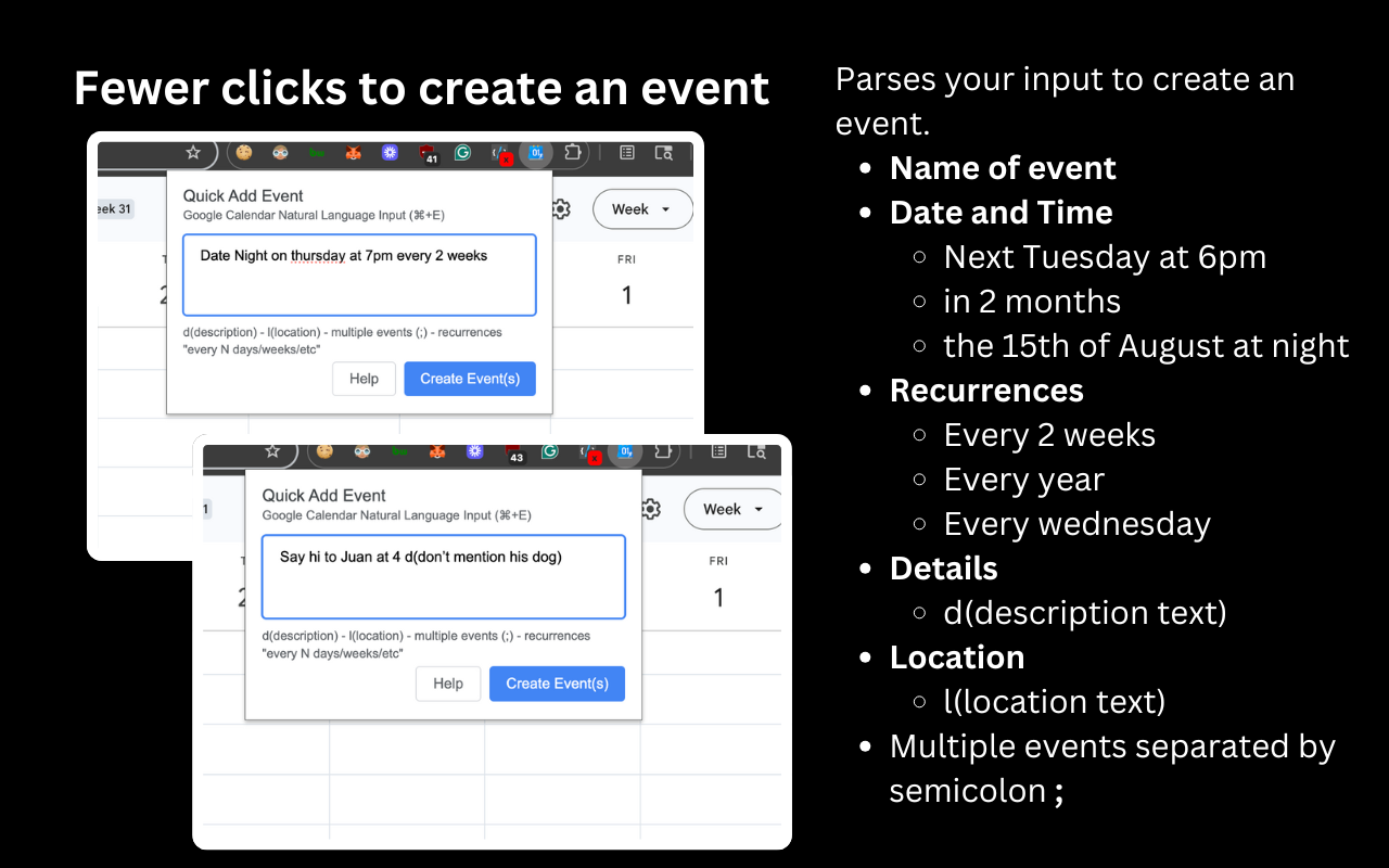 Google Calendar Natural Language Input - 截图 4