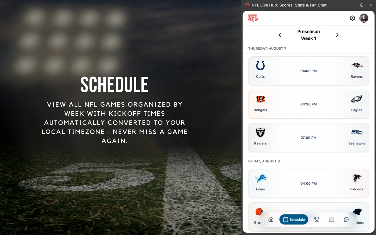 NFL实时中心：比分、数据和球迷聊天 - 截图 5
