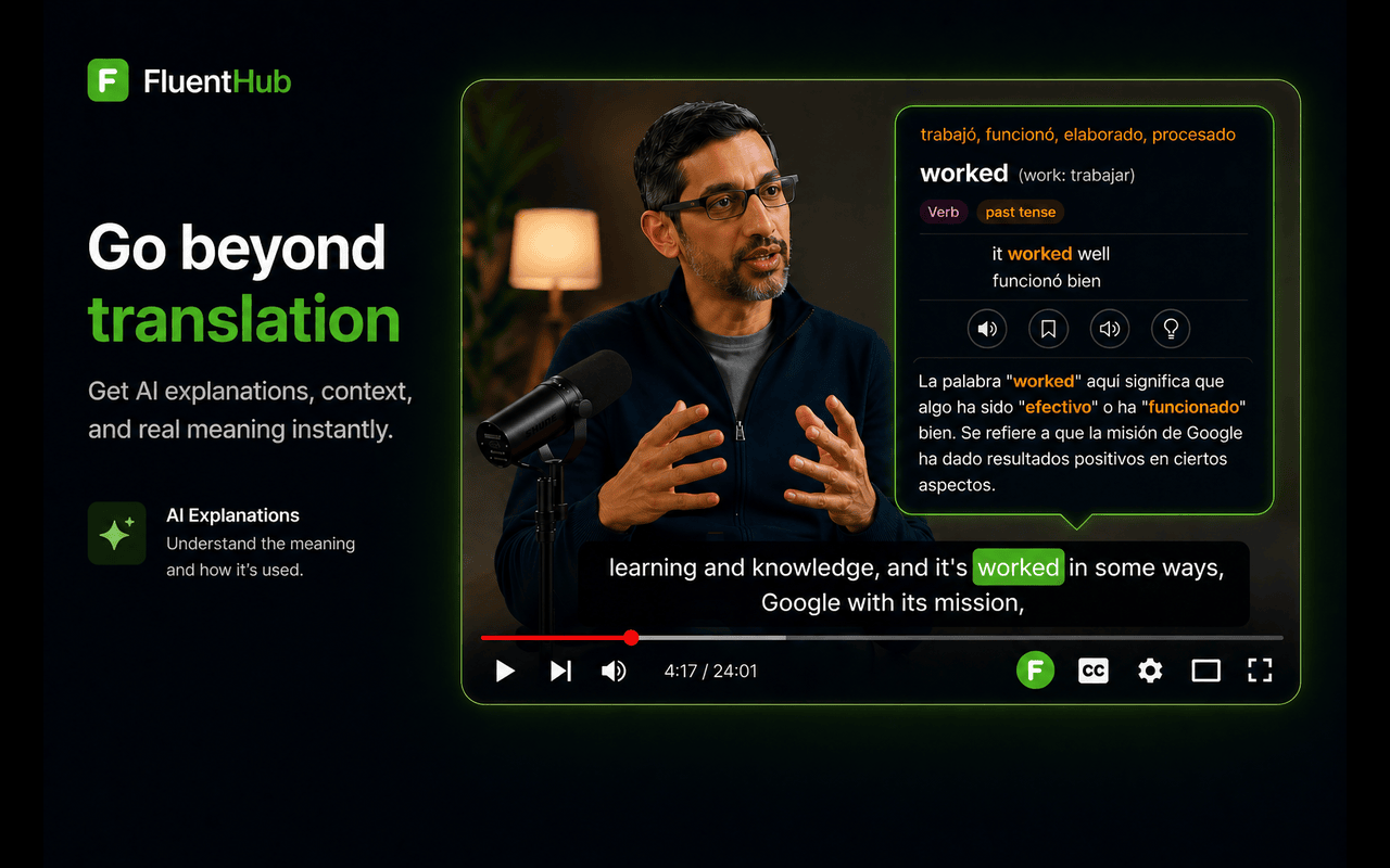 FluentHub AI: Dual Subtitles & Language Learning for YouTube & Netflix - 截图 4