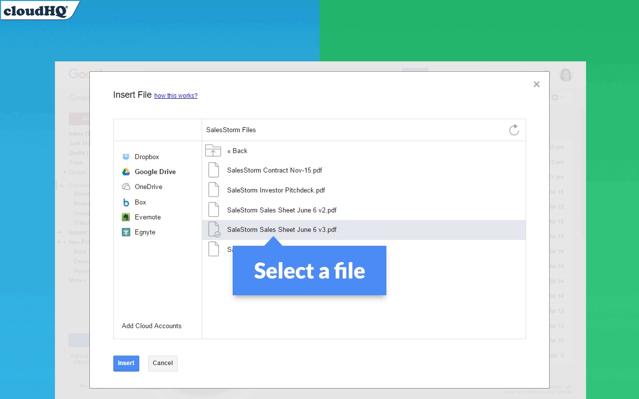 Share and attach files in Gmail™ by cloudHQ - 截图 2