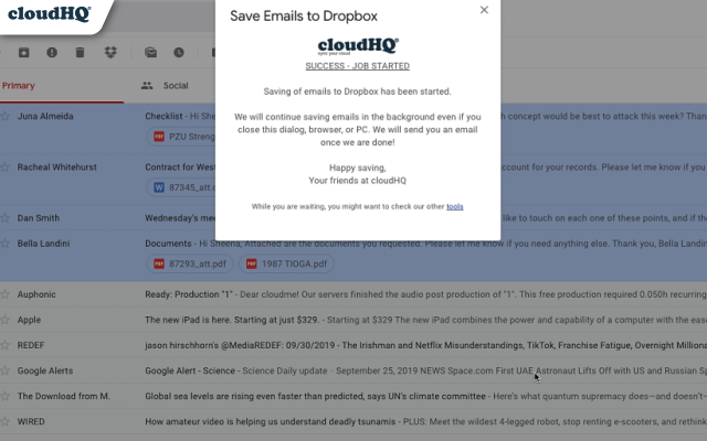 Save Emails to Dropbox by cloudHQ - 截图 2