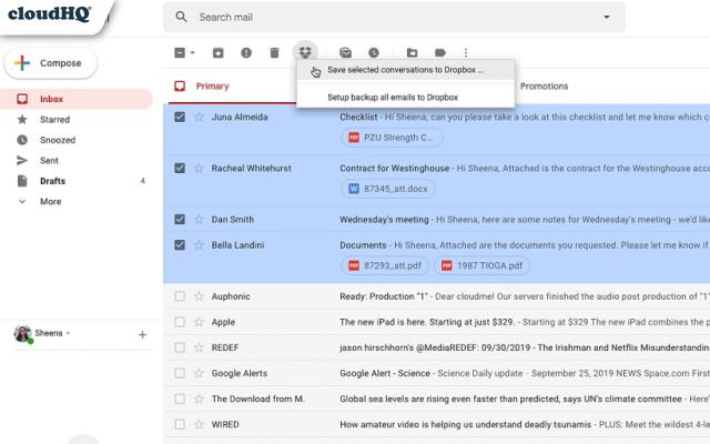 Save Emails to Dropbox by cloudHQ - 截图 3