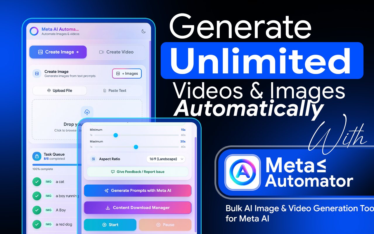 Meta Automator – Auto Meta Bulk AI Image & Video Generator - 截图 3
