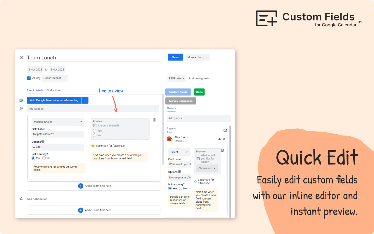 Custom Fields for Google Calendar™ - 截图 1