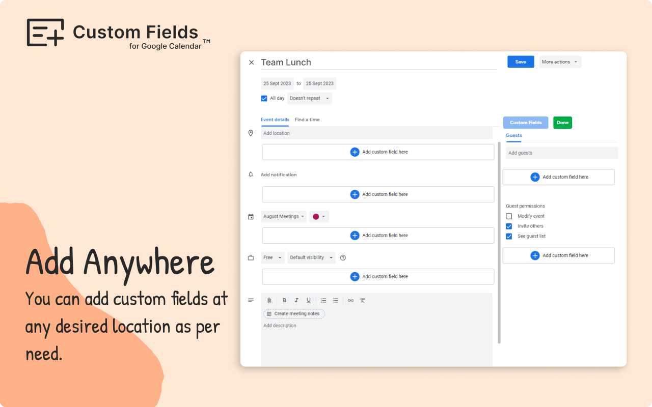 Custom Fields for Google Calendar™ - 截图 3
