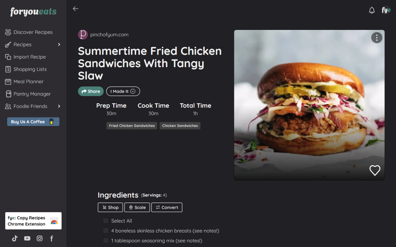 Foryoueats: Recipe Importer & Saver - 截图 4