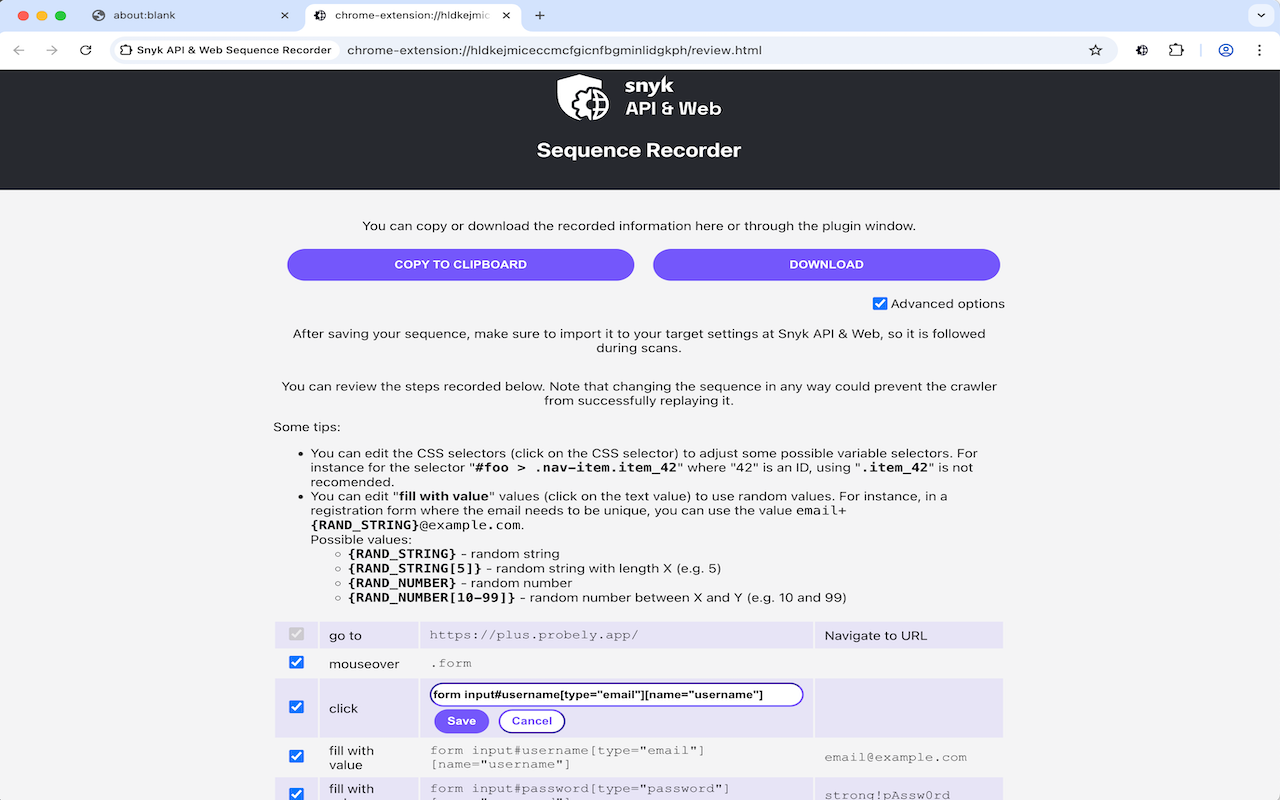 Snyk API & Web Sequence Recorder - 截图 2