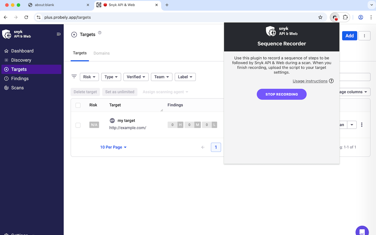 Snyk API & Web Sequence Recorder - 截图 3