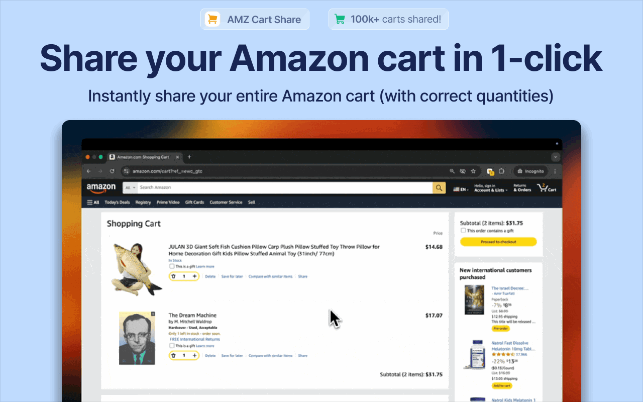 AMZ Cart Share: Share your Amazon cart in 1 click - 截图 2