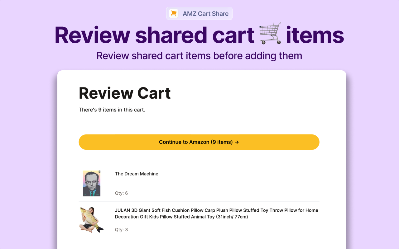 AMZ Cart Share: Share your Amazon cart in 1 click - 截图 3