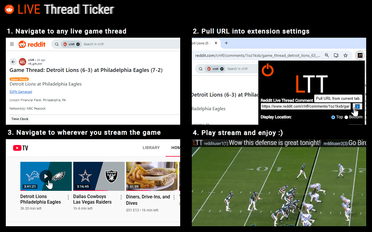 Reddit Live Thread Ticker - Game thread comments directly on the game - 截图 3