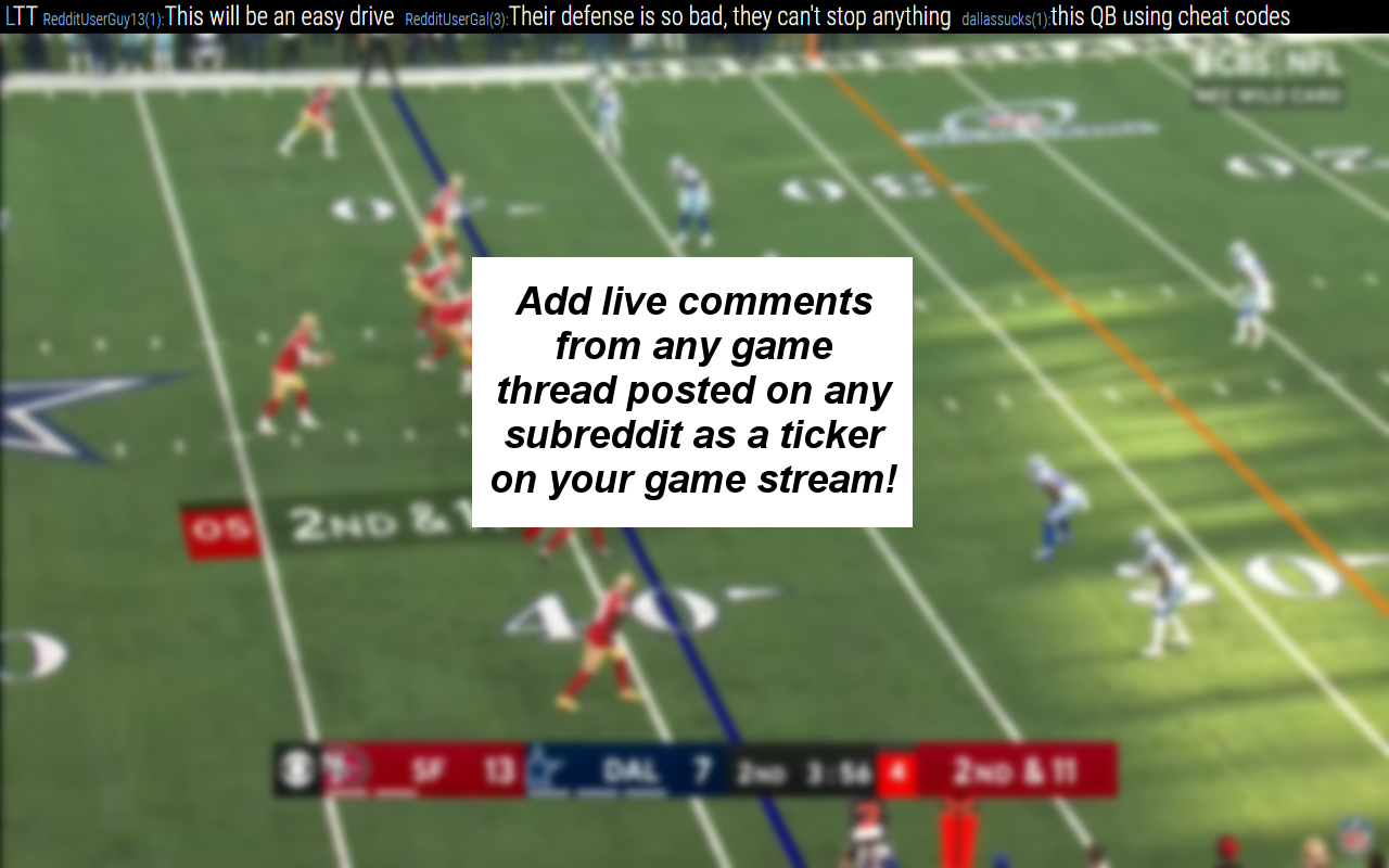 Reddit Live Thread Ticker - Game thread comments directly on the game - 截图 5