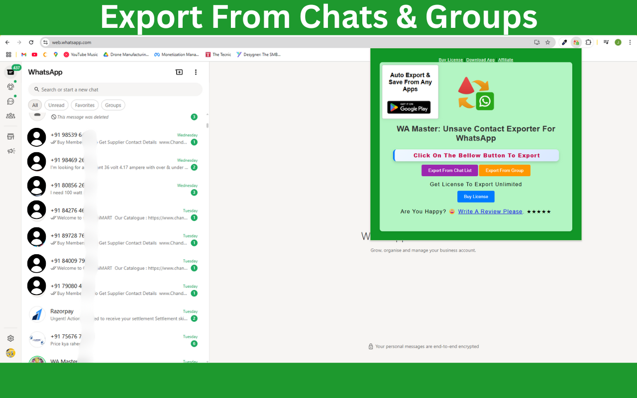 WA Master: Unsave Contact Exporter For WhatsApp Chats & Groups - 截图 2