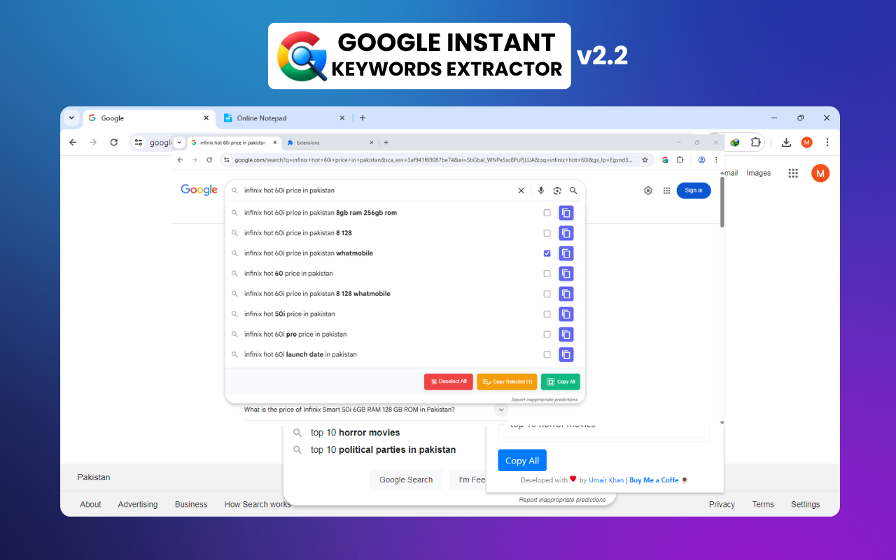 Google Instant Keywords Extractor - 截图 1