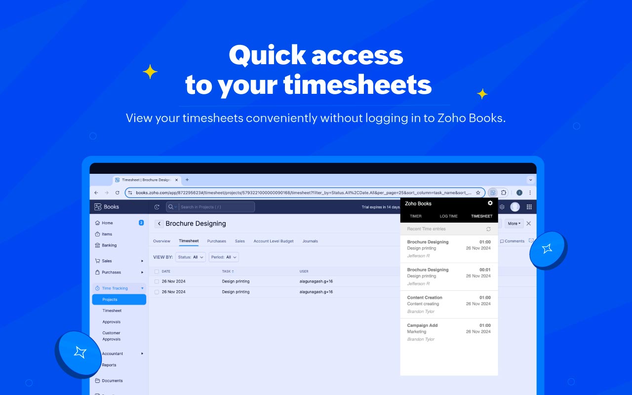 Zoho Books Timer - 截图 1