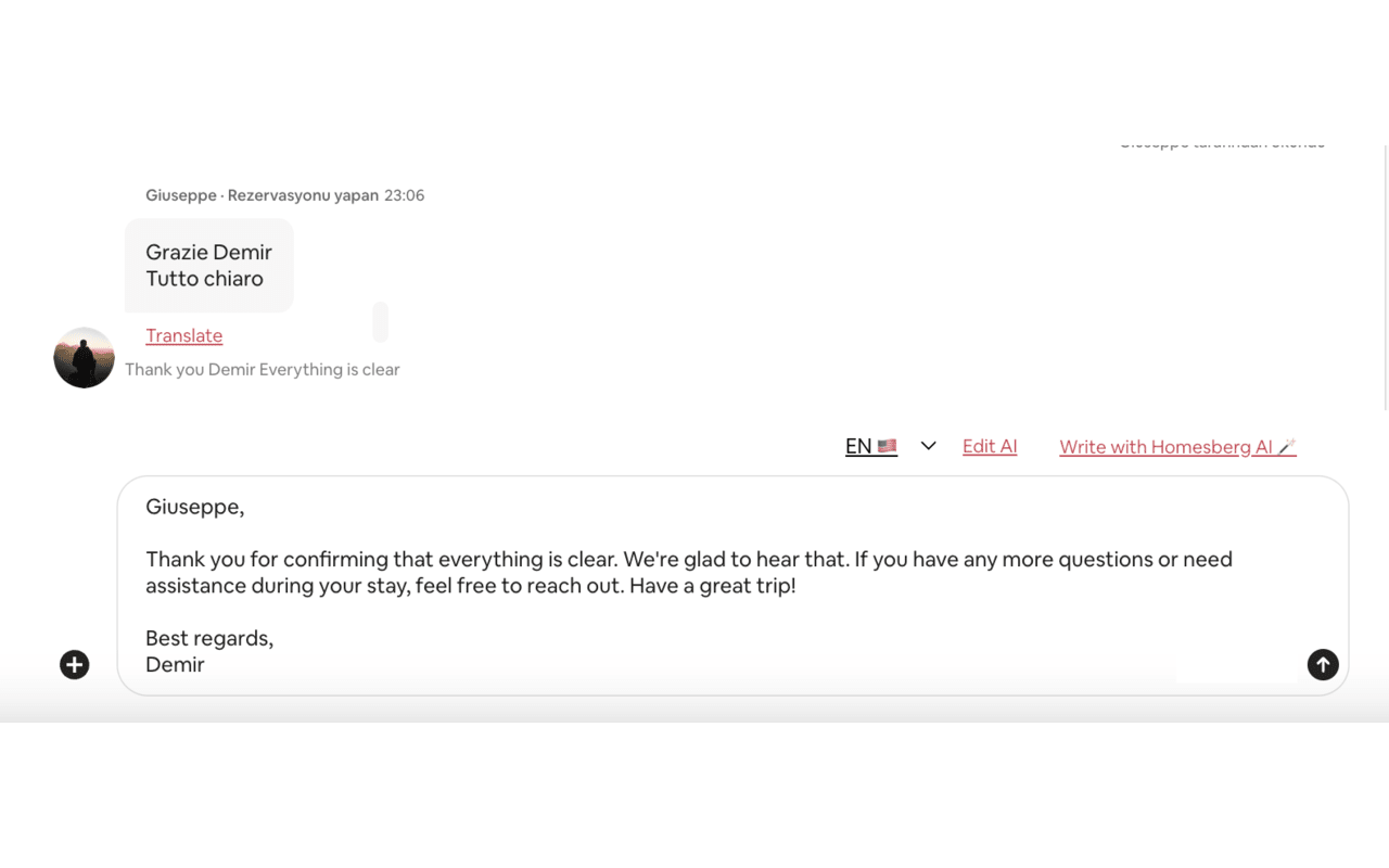 Homesberg AI Message Assistant - 截图 1