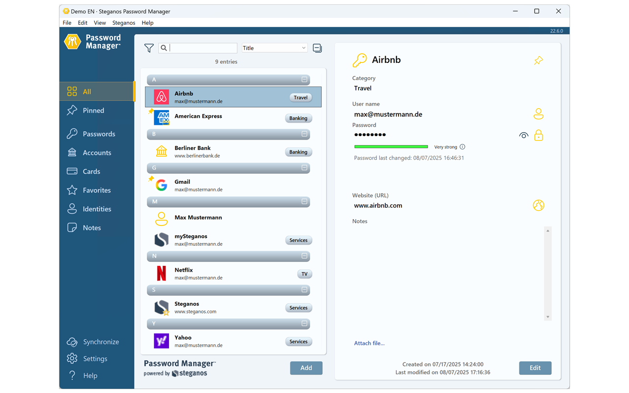 Steganos Password Manager - 截图 1