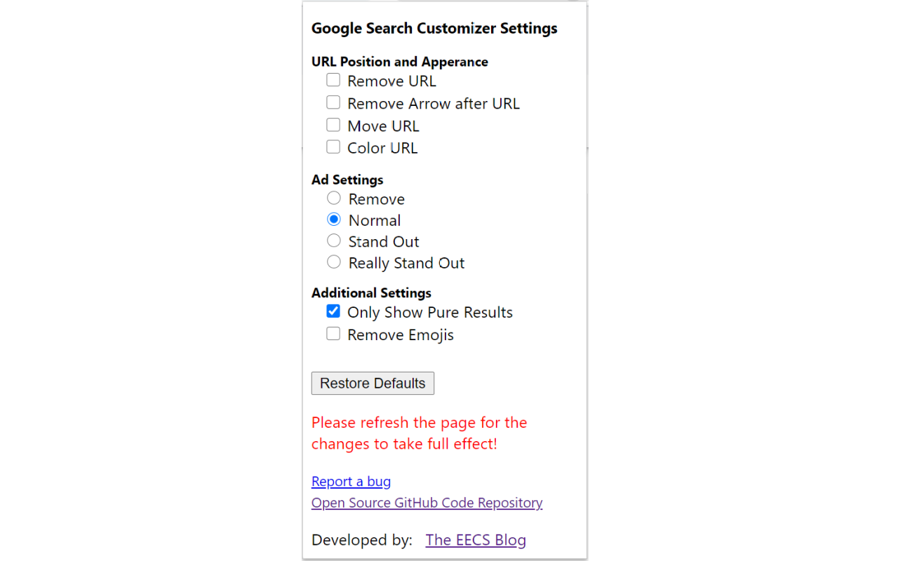 Google Search Ad Remover And Customizer - 截图 3