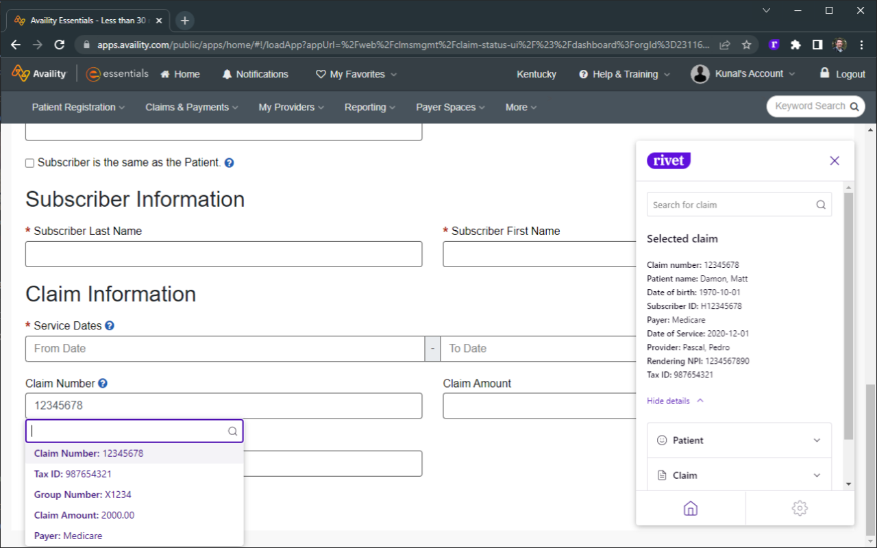 Payer Portal Automator by Rivet - 截图 1