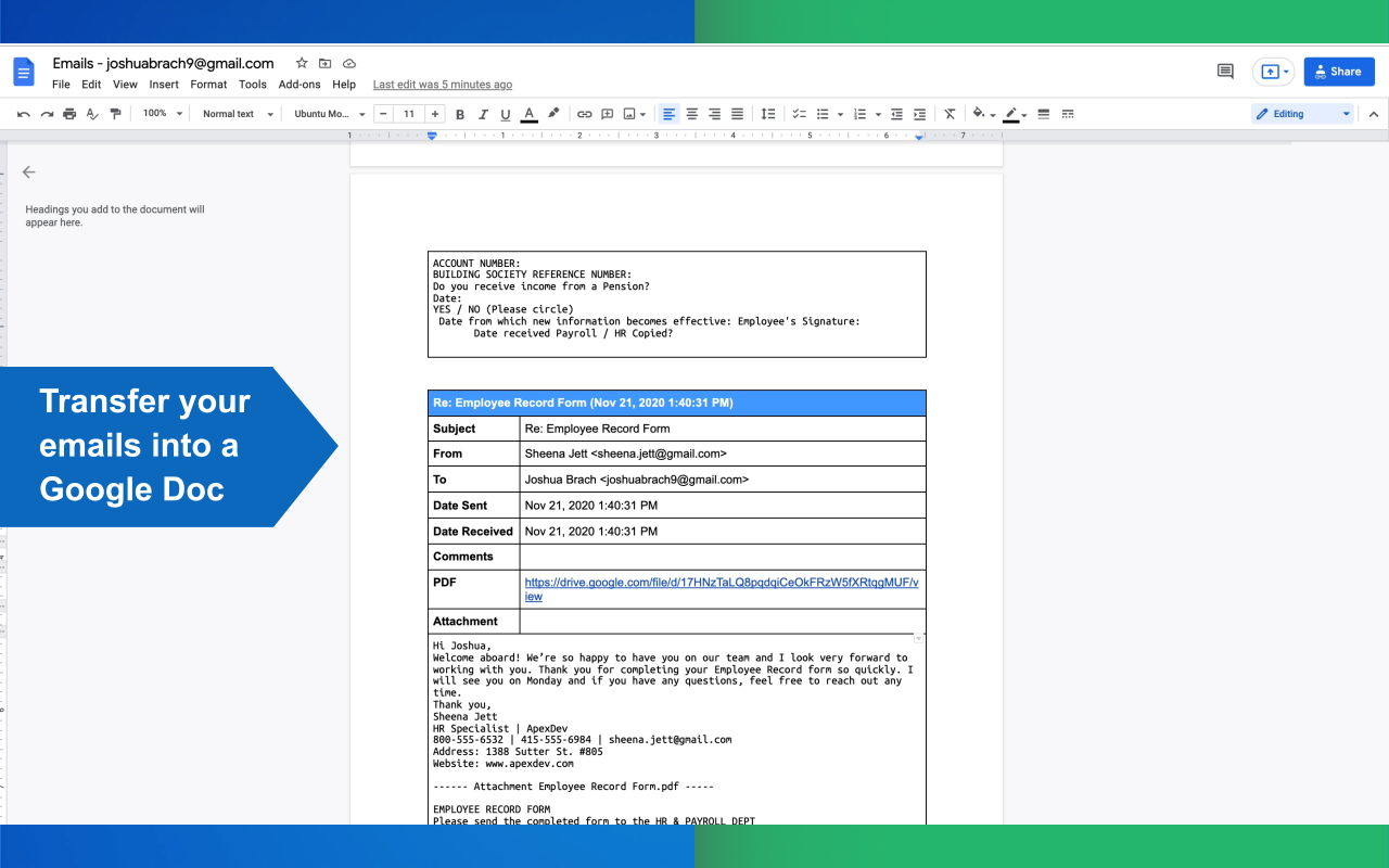 Export Emails to Docs - 截图 3