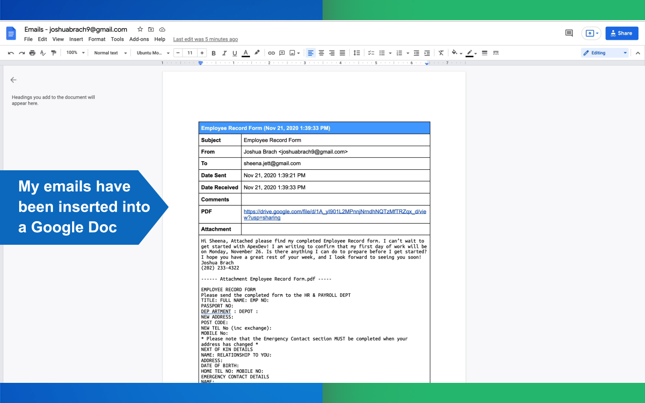 Export Emails to Docs - 截图 4