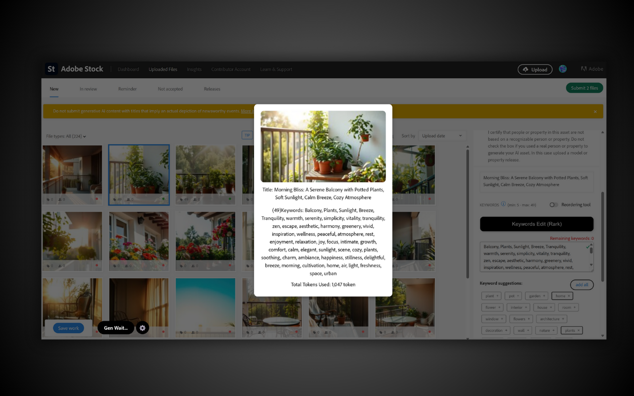 AGKeywords - Title + Keywords for Adobe Stock - 截图 3