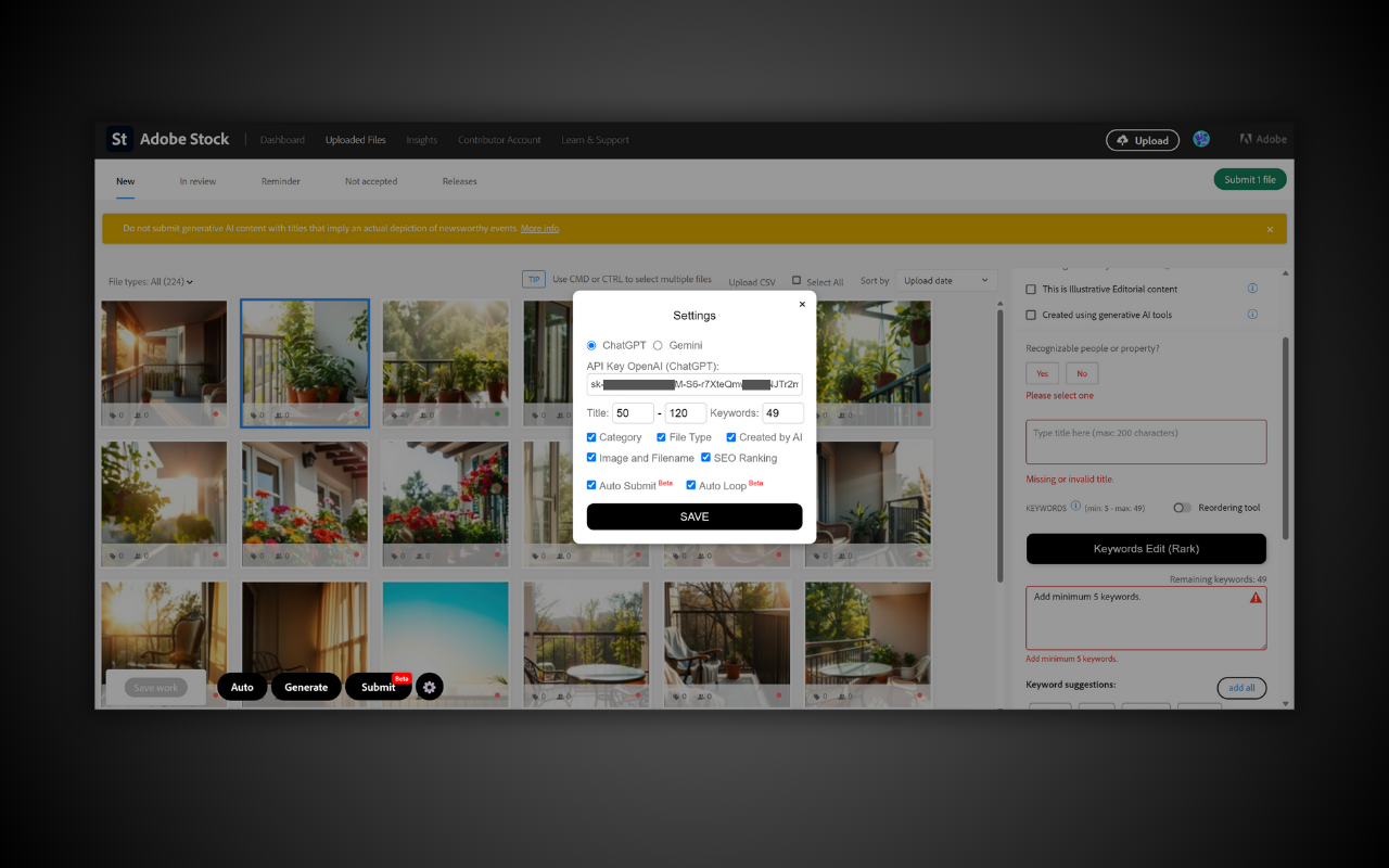 AGKeywords - Title + Keywords for Adobe Stock - 截图 4