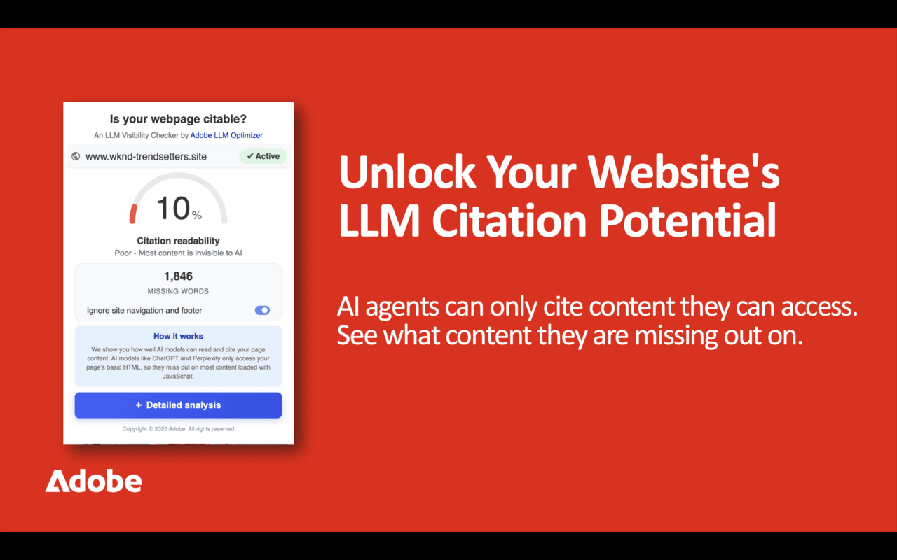 AI Content Visibility Checker, powered by Adobe LLM Optimizer (LLMO) - 截图 3