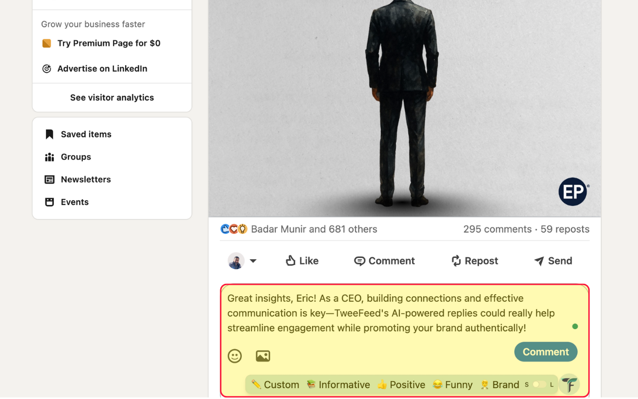 TweeFeed - AI Reply & DM Generator for X, LinkedIn, Instagram - 截图 1