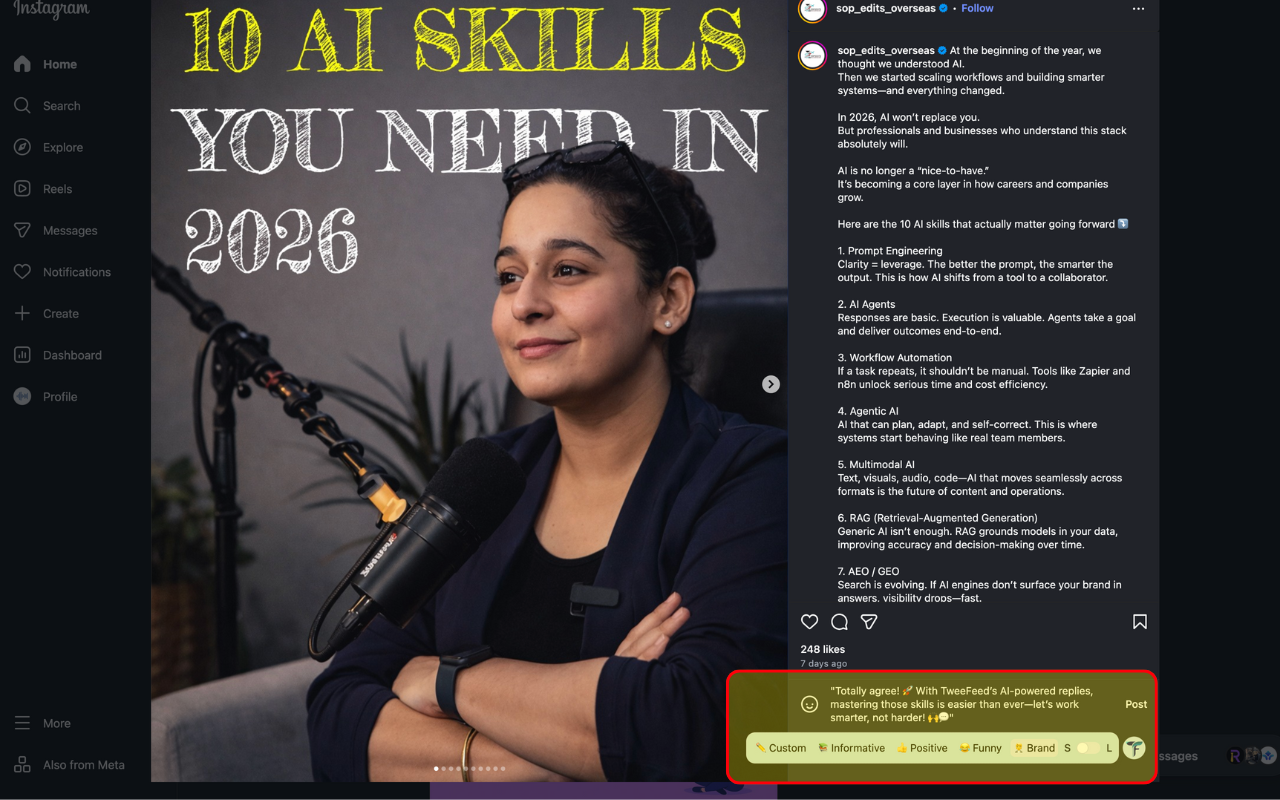 TweeFeed - AI Reply & DM Generator for X, LinkedIn, Instagram - 截图 2