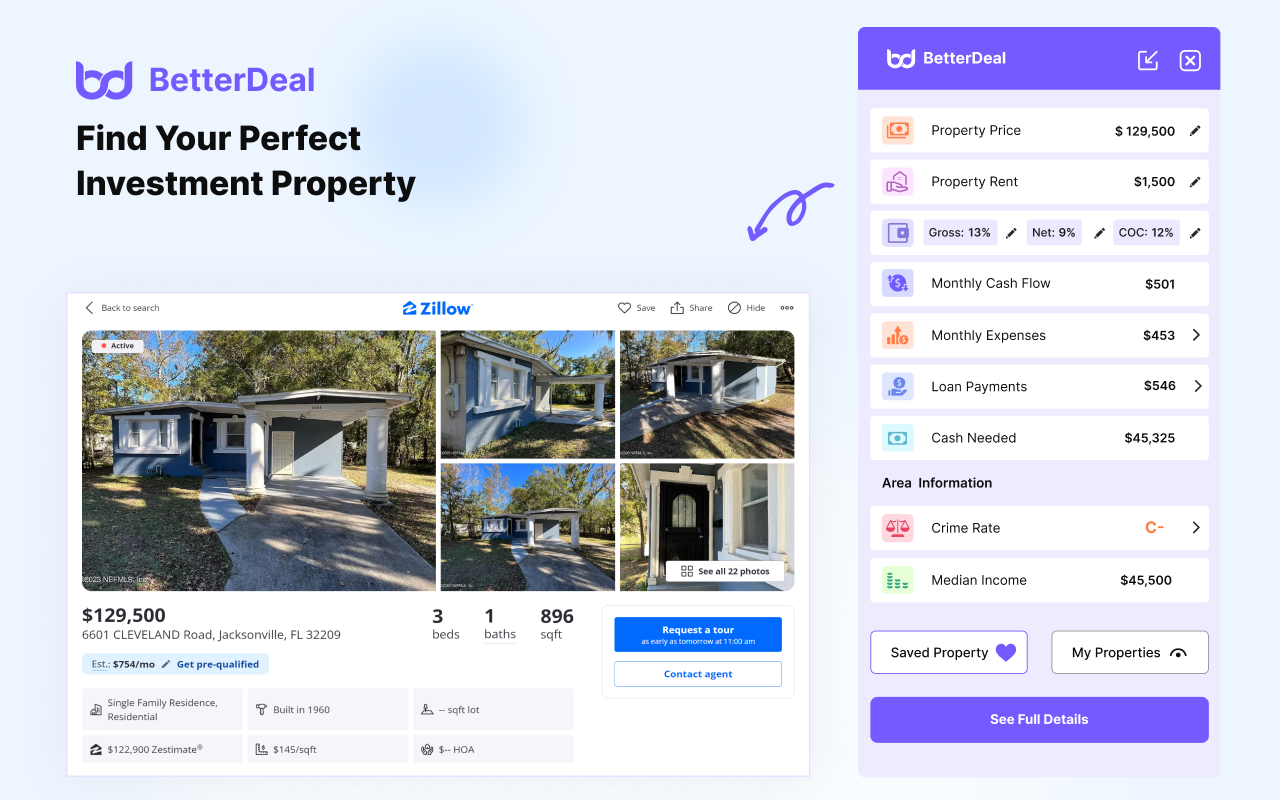 BetterDeal.ai - Supercharging Zillow For Real Estate Investors - 截图 1