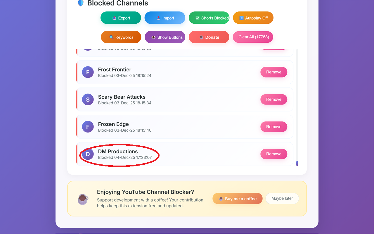 YouTube Channel Blocker - 截图 4